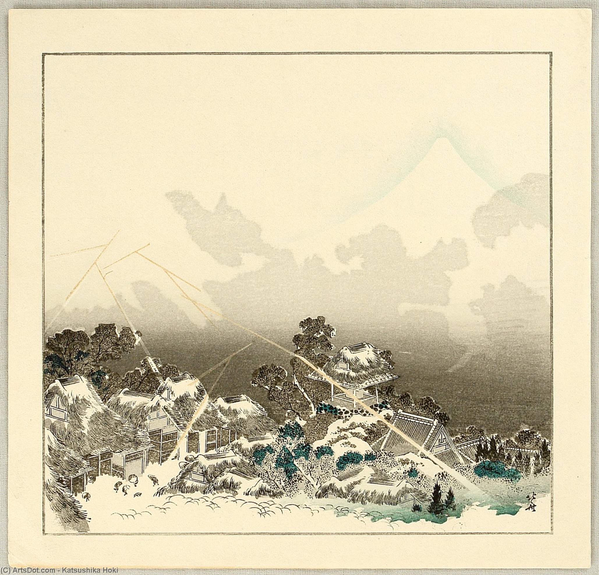 One Hundred Views Of Mt. Fuji - Mt. Fuji In Evening Shower — Katsushika Hokusai