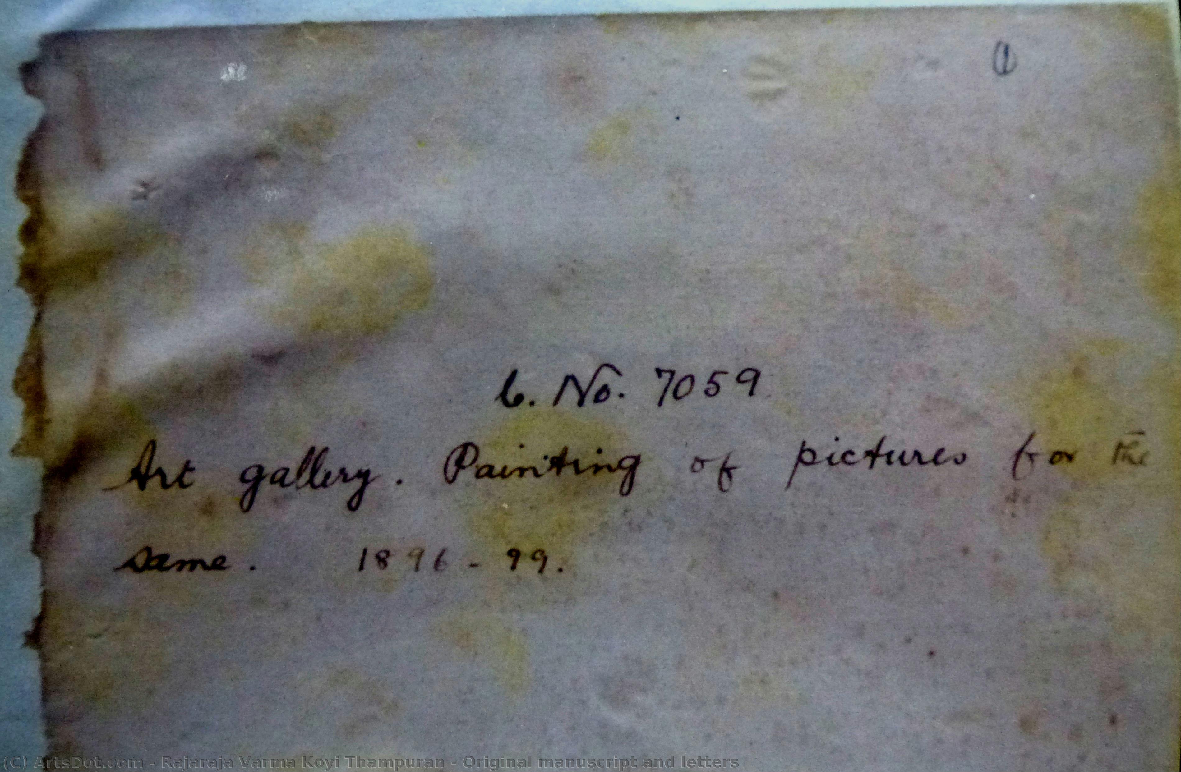Original Manuscript And Letters — Rajaraja Varma Koyithampuran