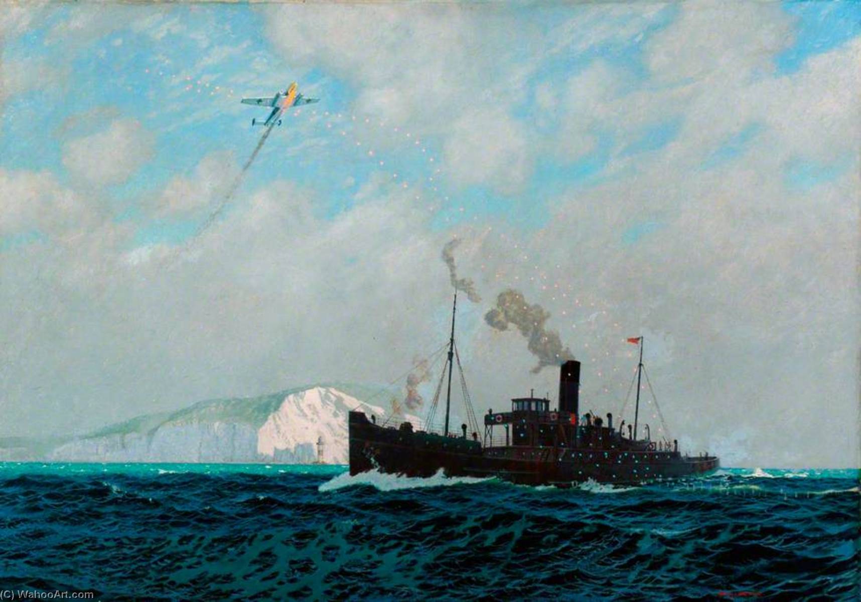 Southern Railway Cargo Steamer Under Attack From German Aircraft During World War Ii — Charles Pears