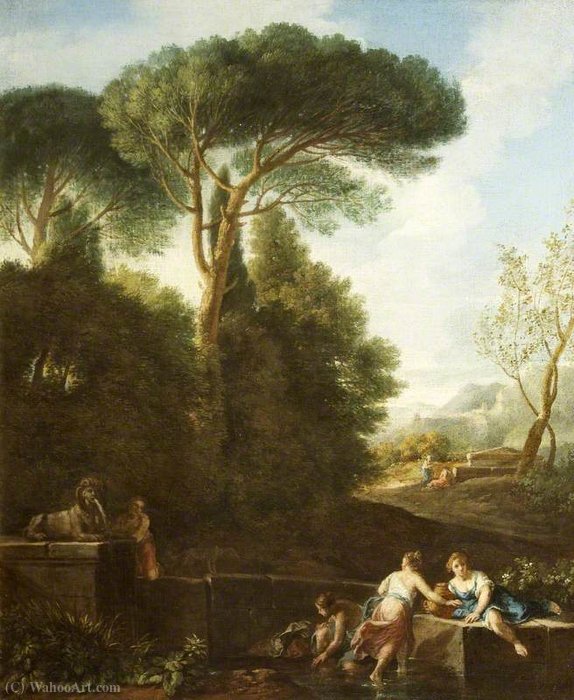 Classical Landscape With Figures By A Fountain — Andrea Locatelli