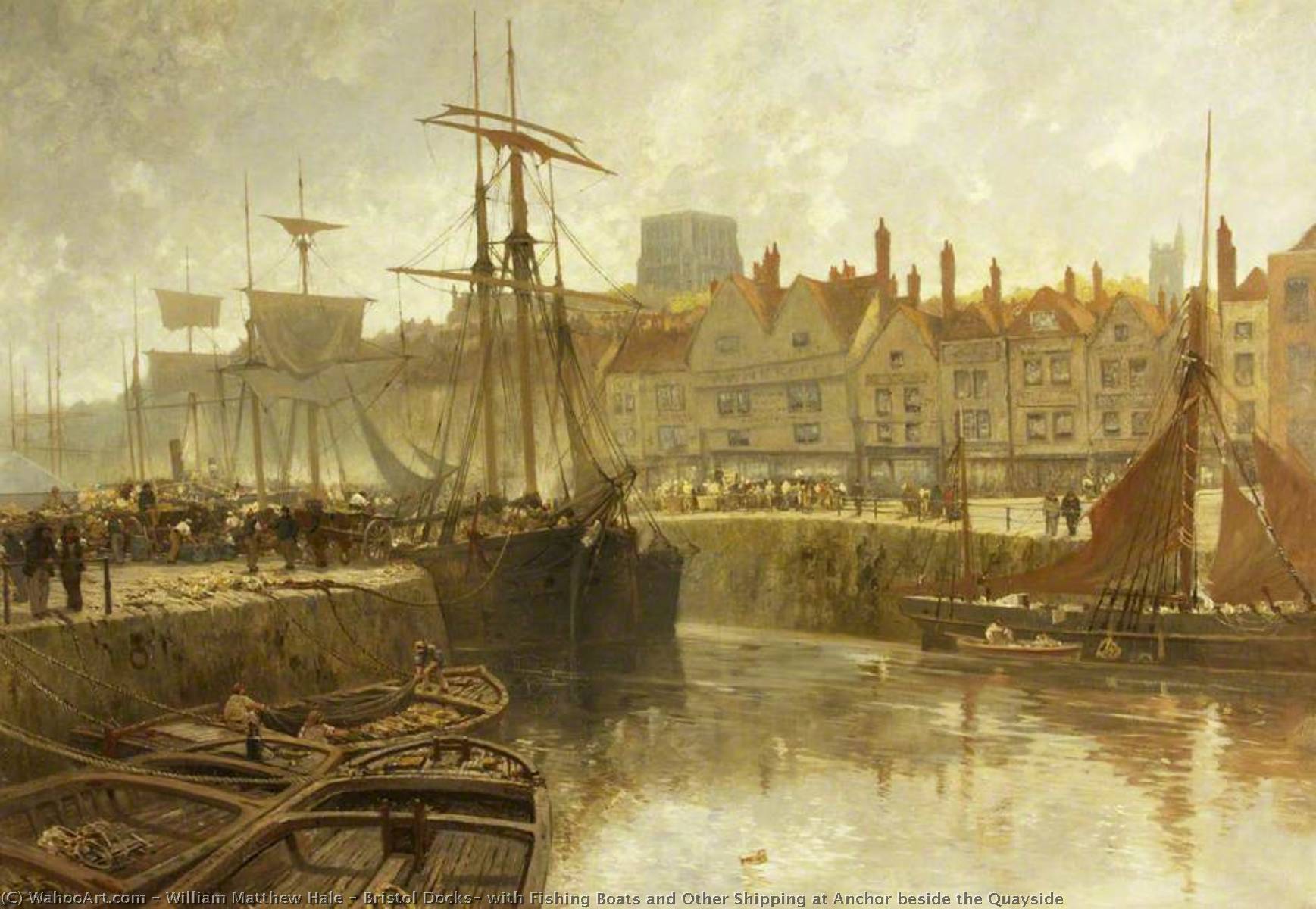 Bristol Docks, With Fishing Boats And Other Shipping At Anchor Beside The Quayside — William Matthew Hale