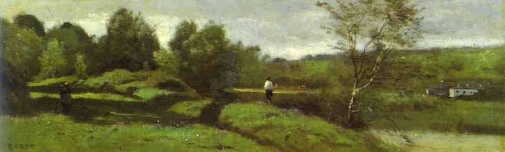 Landscape With A Boy In A White Shirt — Jean-baptiste-camille Corot