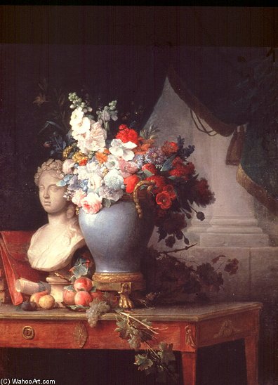 Vase Of Flowers With A Bust Of Flora — Anne Vallayer-coster