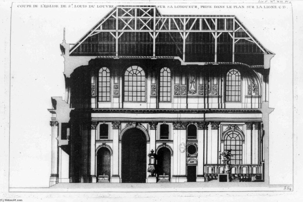 Cross Section Of The Church Saint-louis-du-louvre In The Book Architecture Françoise — François Thomas Germain