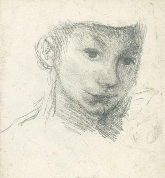 Study Of The Boy's Face For 'the Gap In The Hedge' — Sir George Clausen