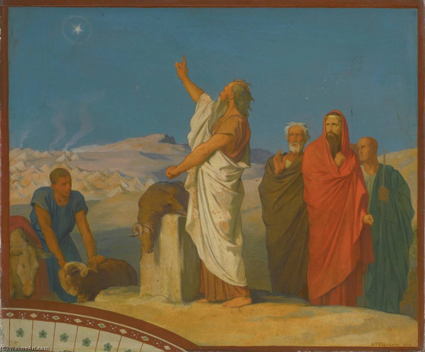 Baalam Prophétise Qu'un Astre S'élèvera Du Milieu D'isra Euml L, Study For The Decoration Of The Nave Of Saint Germain Des Prés, Paris — Hippolyte Jean Flandrin