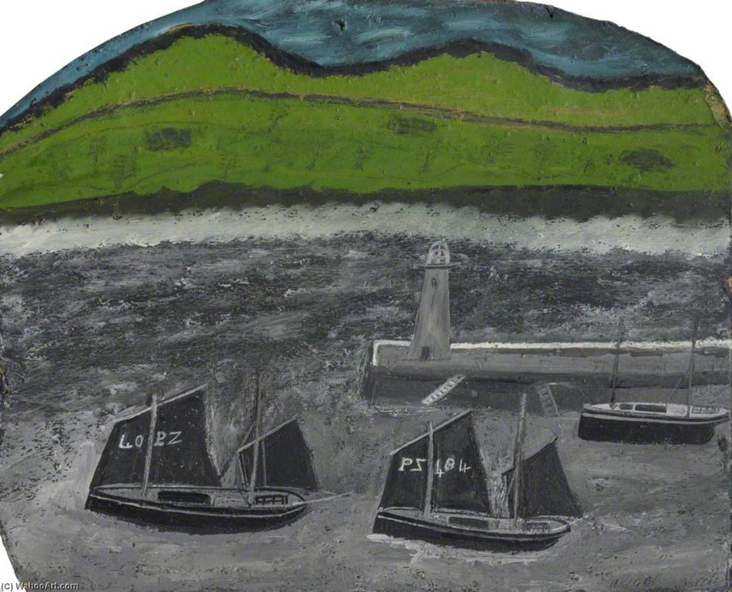 Pz Sailing Boats By A Jetty — アルフレッド・ウォリス
