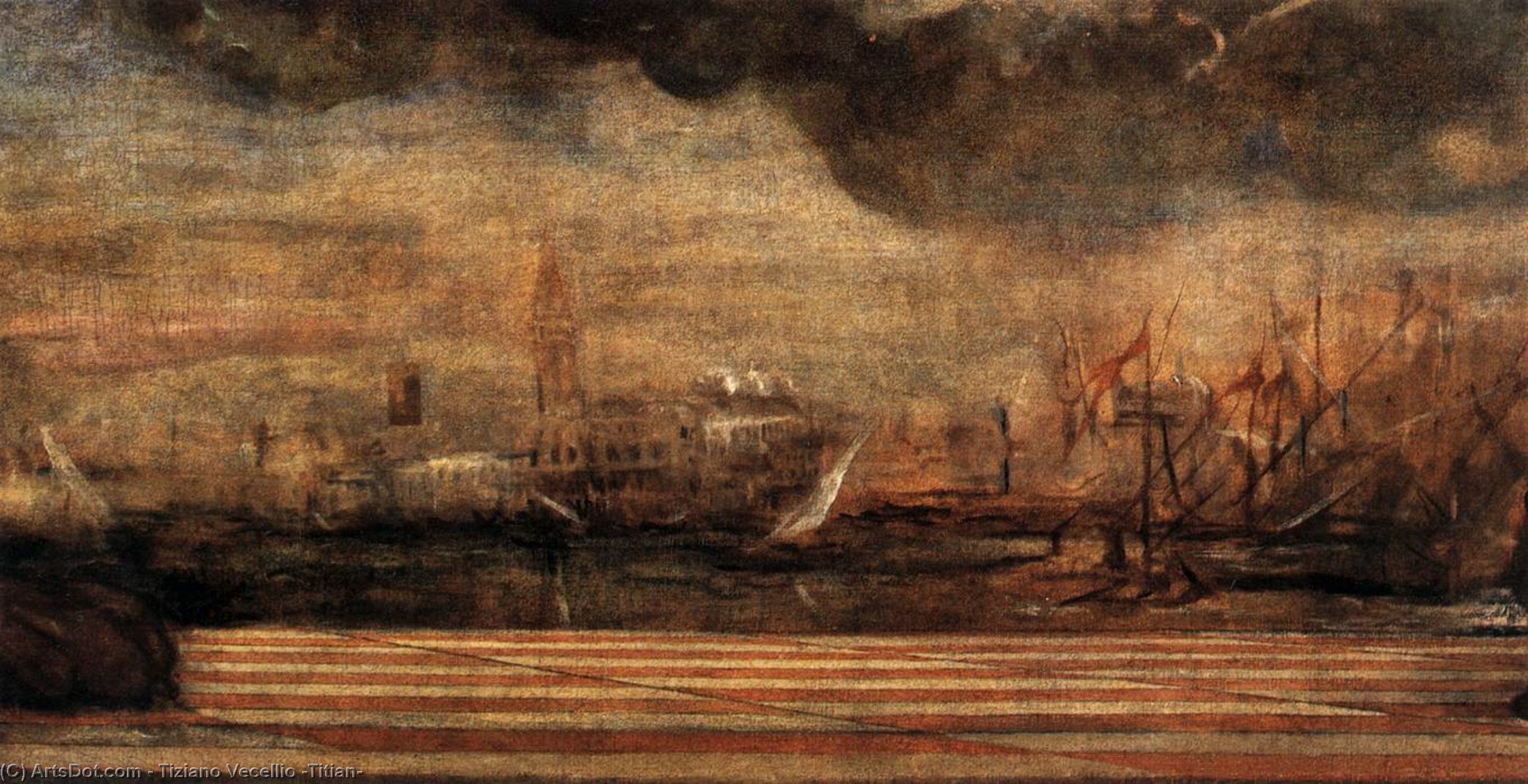 Doge Antonio Grimani Kneeling Before The Faith (detail) — Tiziano