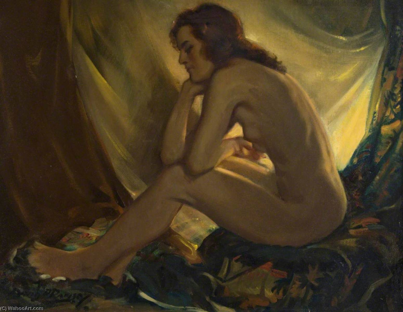 Seated Female Nude In Artificial Light — David Prophet Ramsay