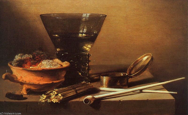 Still Life With Wine And Smoking Implements — Pieter Claesz