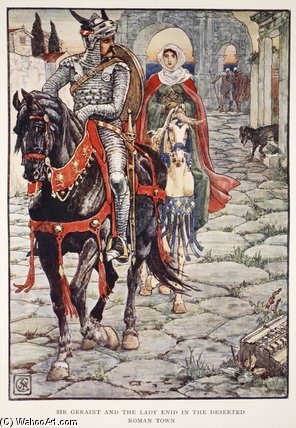 Sir Geraint And The Lady Enid In The Deserted Roman — Walter Crane