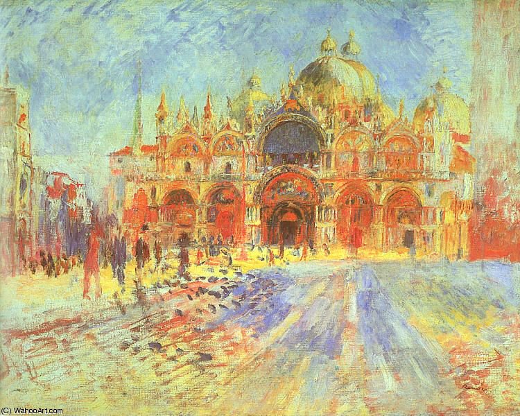 St. Mark's Square, Venice, Oil On Canvas, Minne — Pierre-auguste Renoir