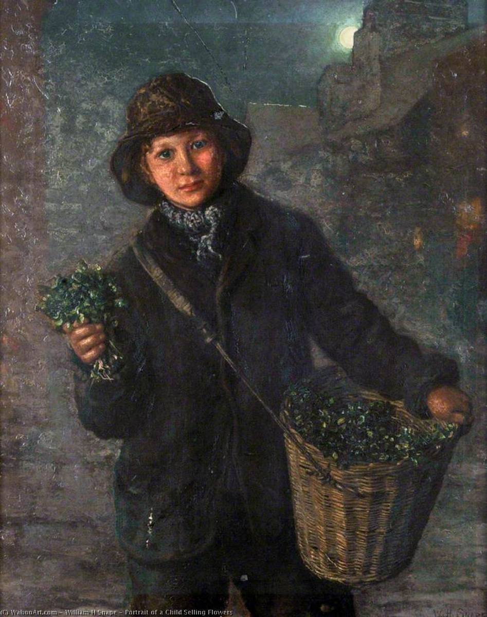 Portrait Of A Child Selling Flowers — William H Snape