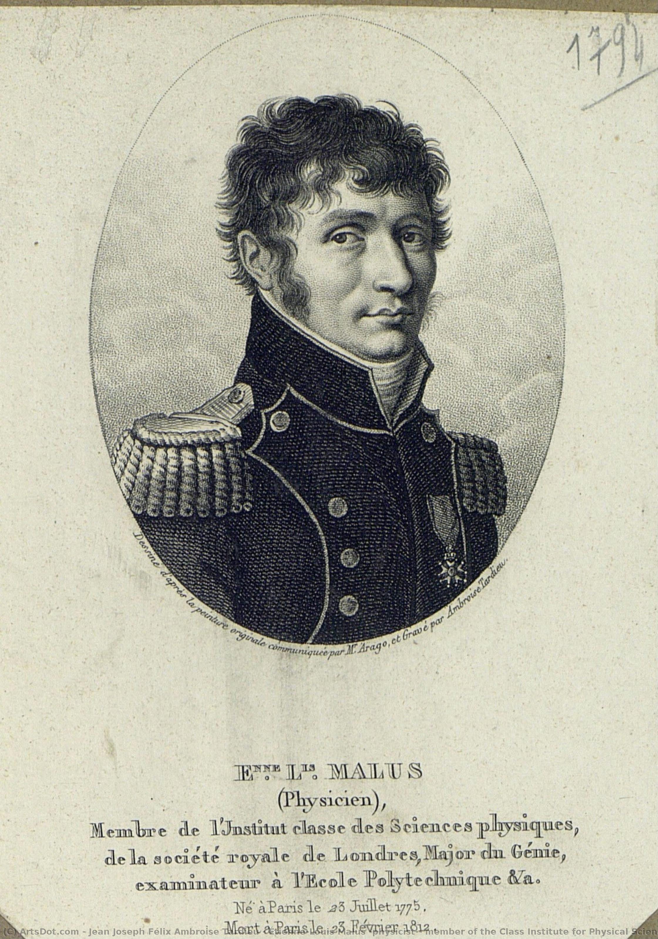 Étienne-louis Malus (physicist): Member Of The Class Institute For Physical Sciences, Of The Royal Society Of London, Major Of Engineering, Examiner At The Polytechnic School, Etc. — Jean Joseph Félix Ambroise Tardieu