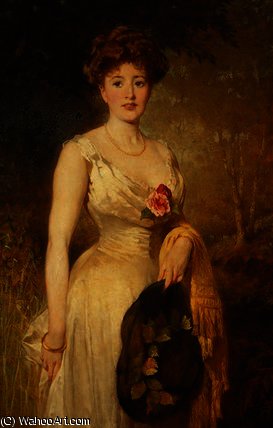 Portrait Of A Lady In A White Dress — George Elgar Hicks