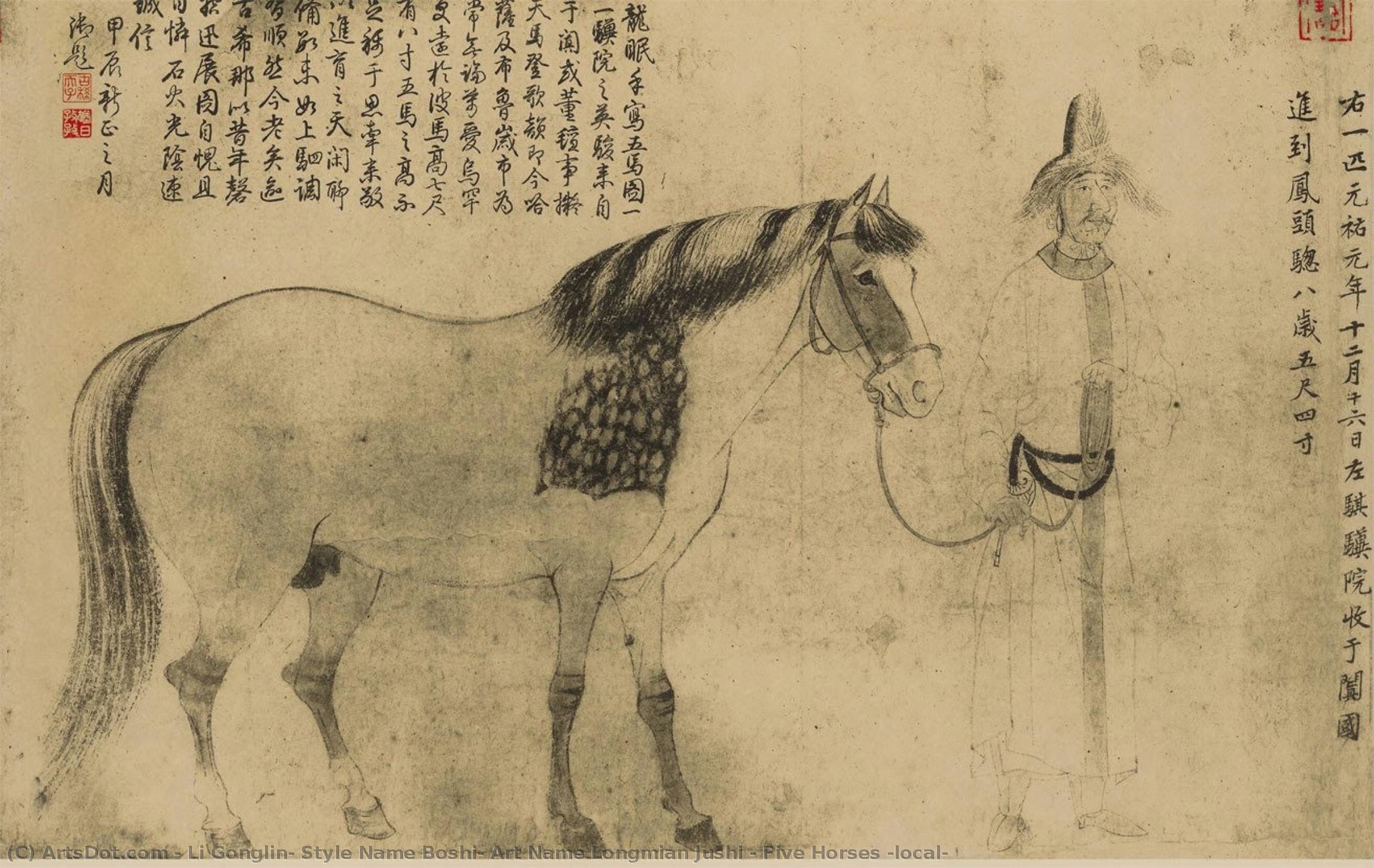 Five Horses (local) — Li Gonglin, Style Name Boshi, Art Name Longmian Jushi
