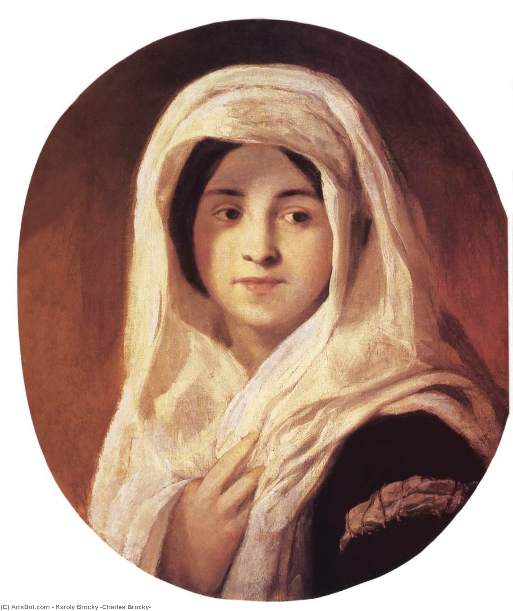 Portrait Of A Woman With Veil — Karoly Brocky (charles Brocky)