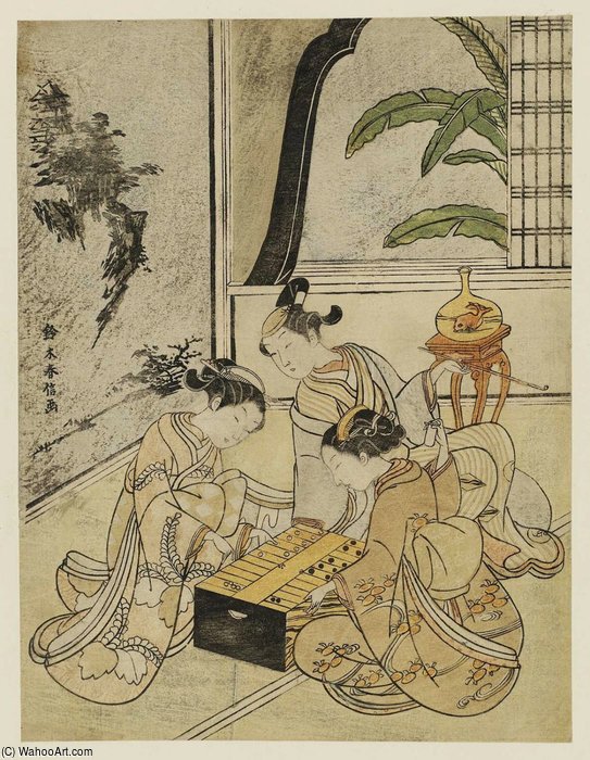 Courtesan And Attendant Playing Sugoroku — Suzuki Harunobu