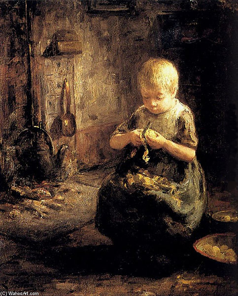 A Child Peeling Potatoes — Evert Pieters