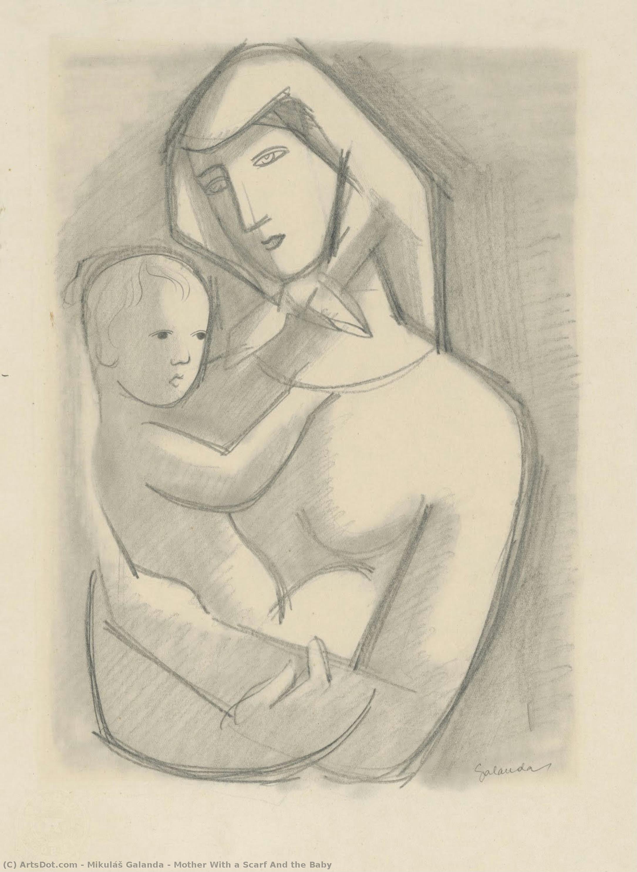Mother With A Scarf And The Baby — Mikuláš Galanda