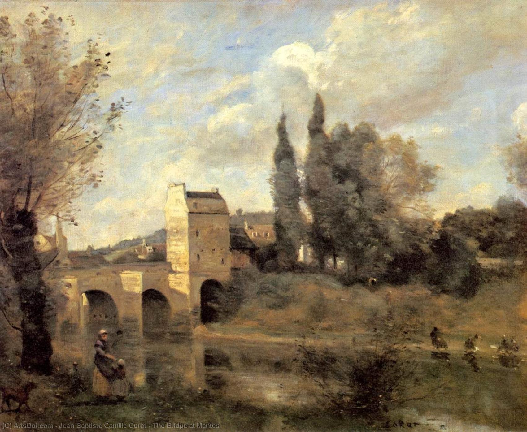 The Bridge At Mantes — Jean-baptiste-camille Corot