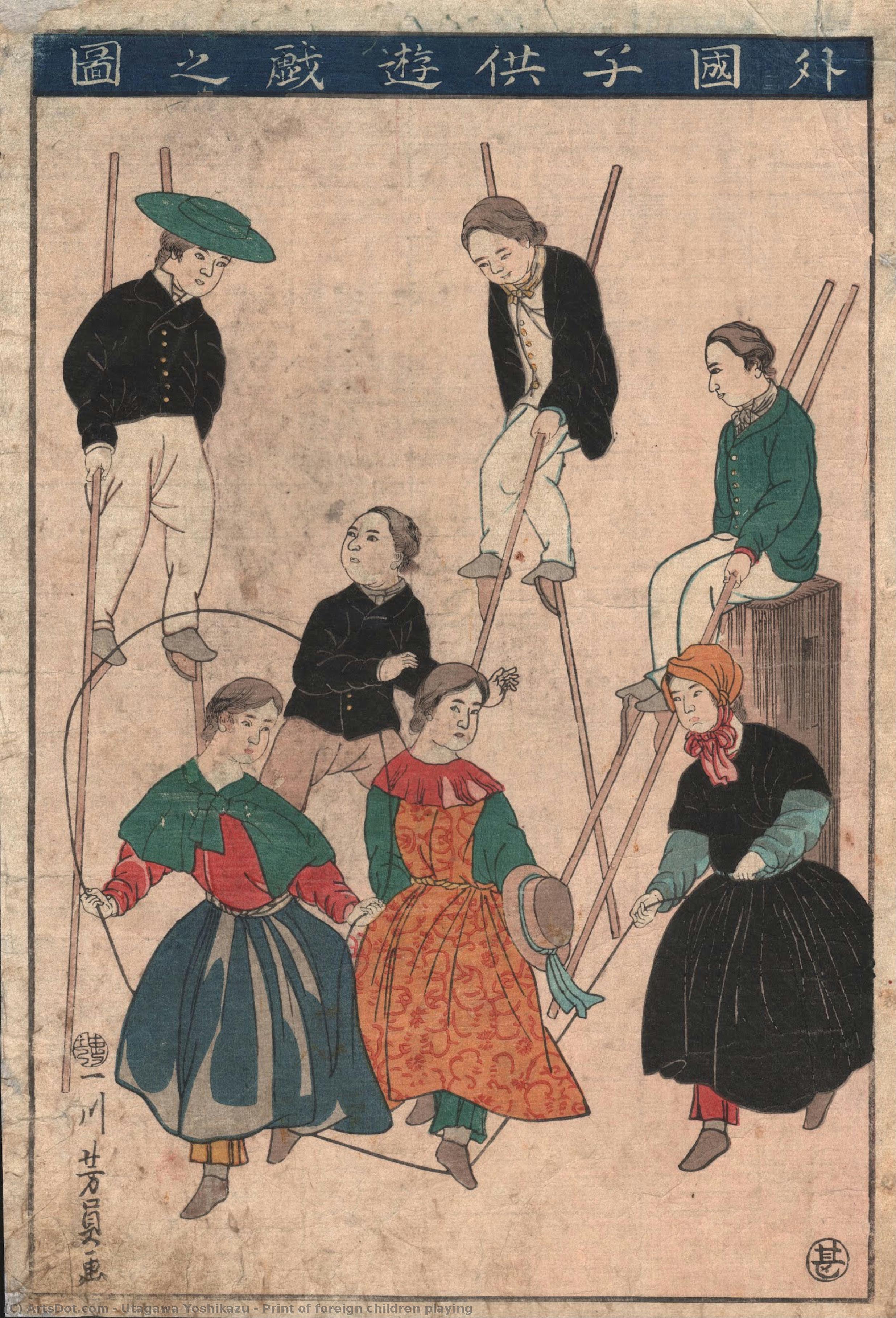 Print Of Foreign Children Playing — Utagawa Yoshikazu