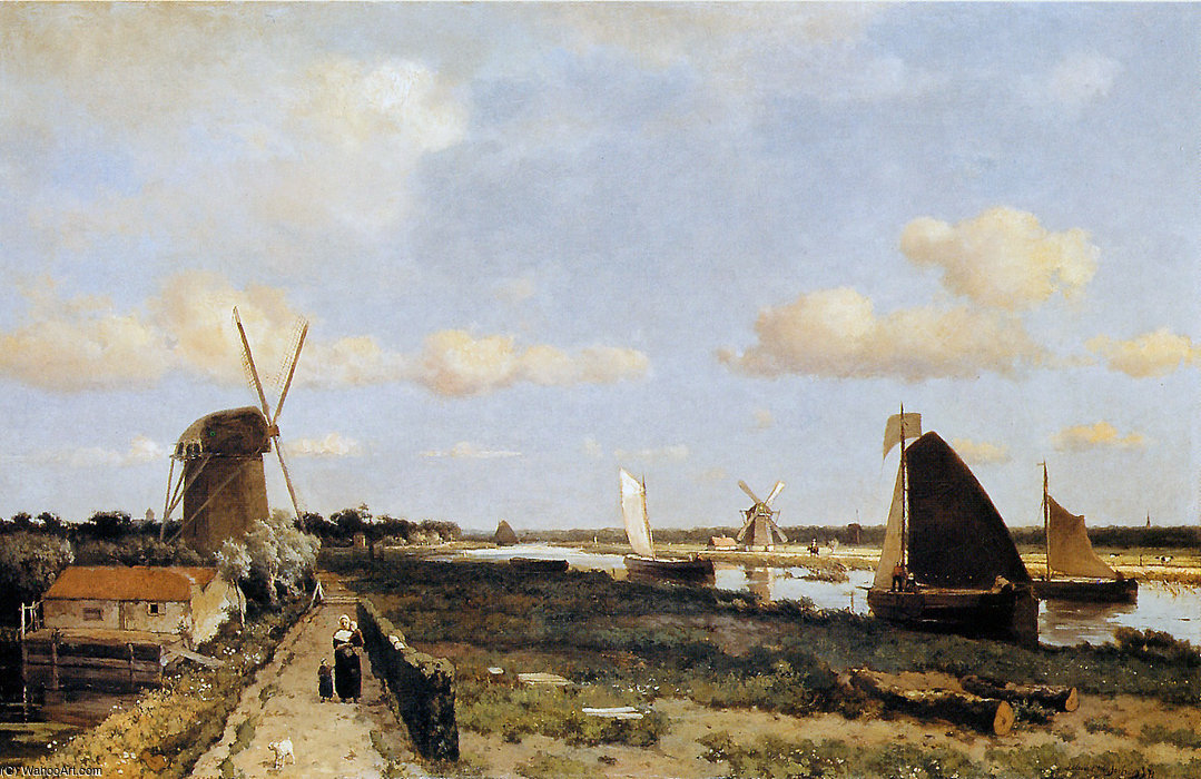 View Of The Trekvliet Canal Near The Hague — Johan Hendrik Weissenbruch