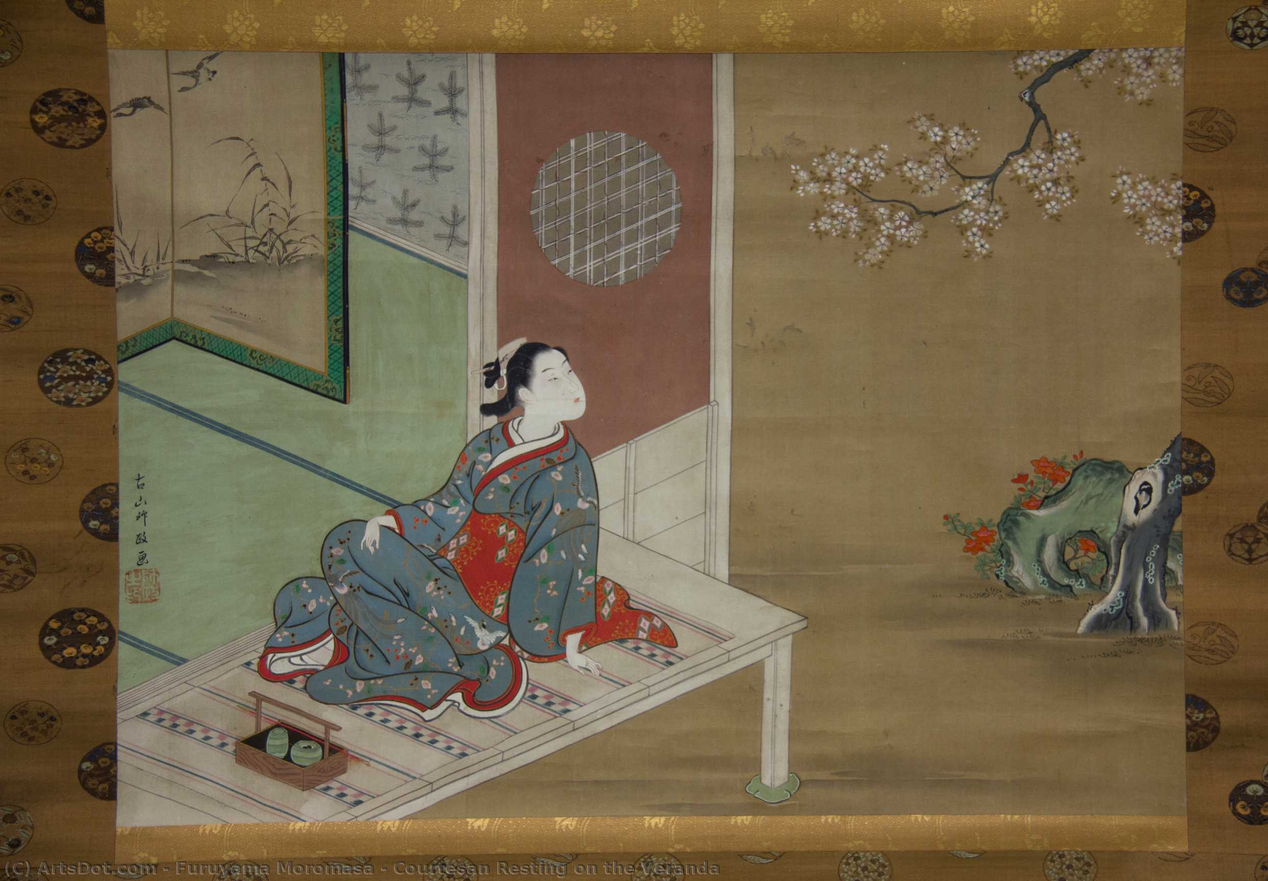 Courtesan Resting On The Veranda — Furuyama Moromasa