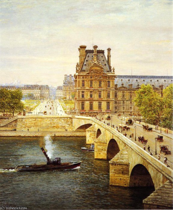 The Pont Royale And The Louvre - View Of The Seine — Marie Francois Firmin-girard