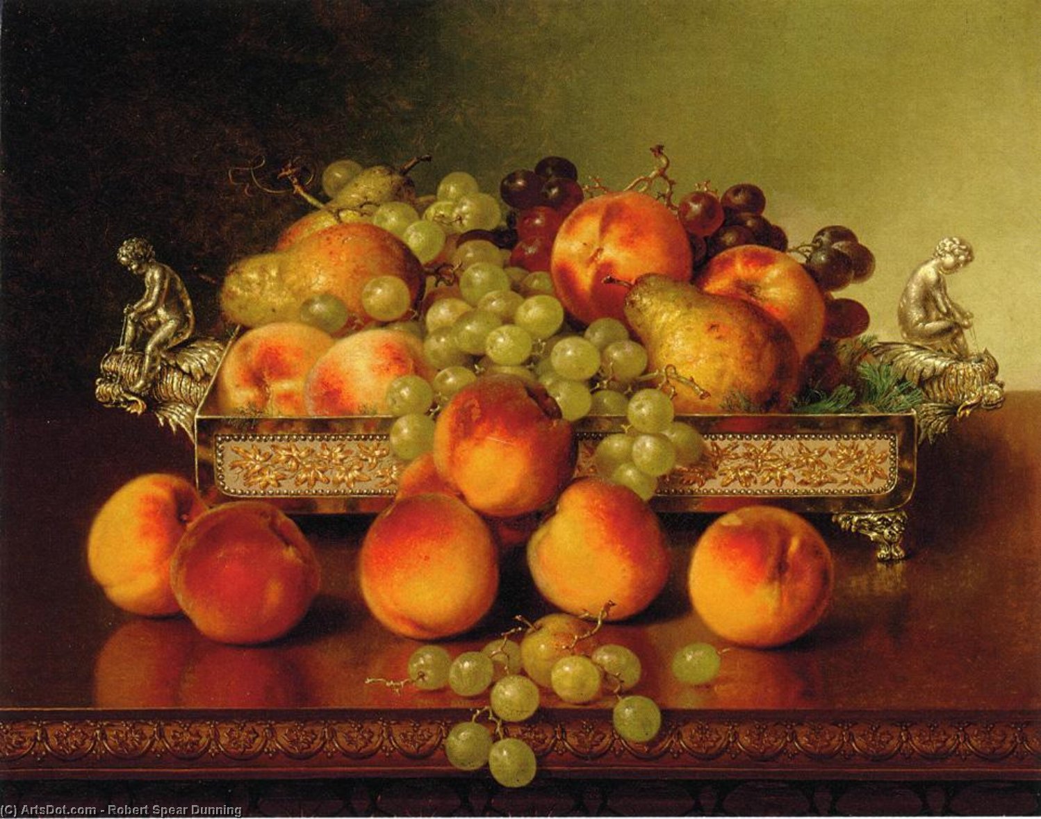 Still Life With Peaches And A Silver Dish — Robert Spear Dunning