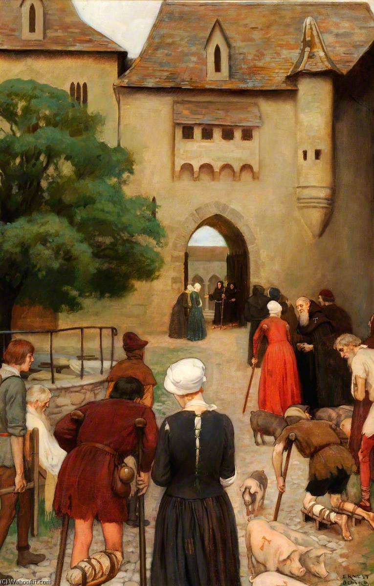 Abbaye Of Saint Antoine, Sologne, France Pilgrims Suffering From St Antony's Fire Approach The Infirmary — Ernest Board