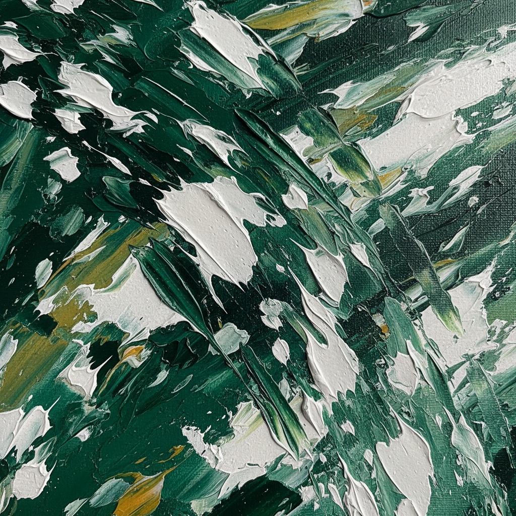 Fragmented Emerald Radiance: A Monumental Study In Spontaneous White Impasto And Gold — Christian Noiret