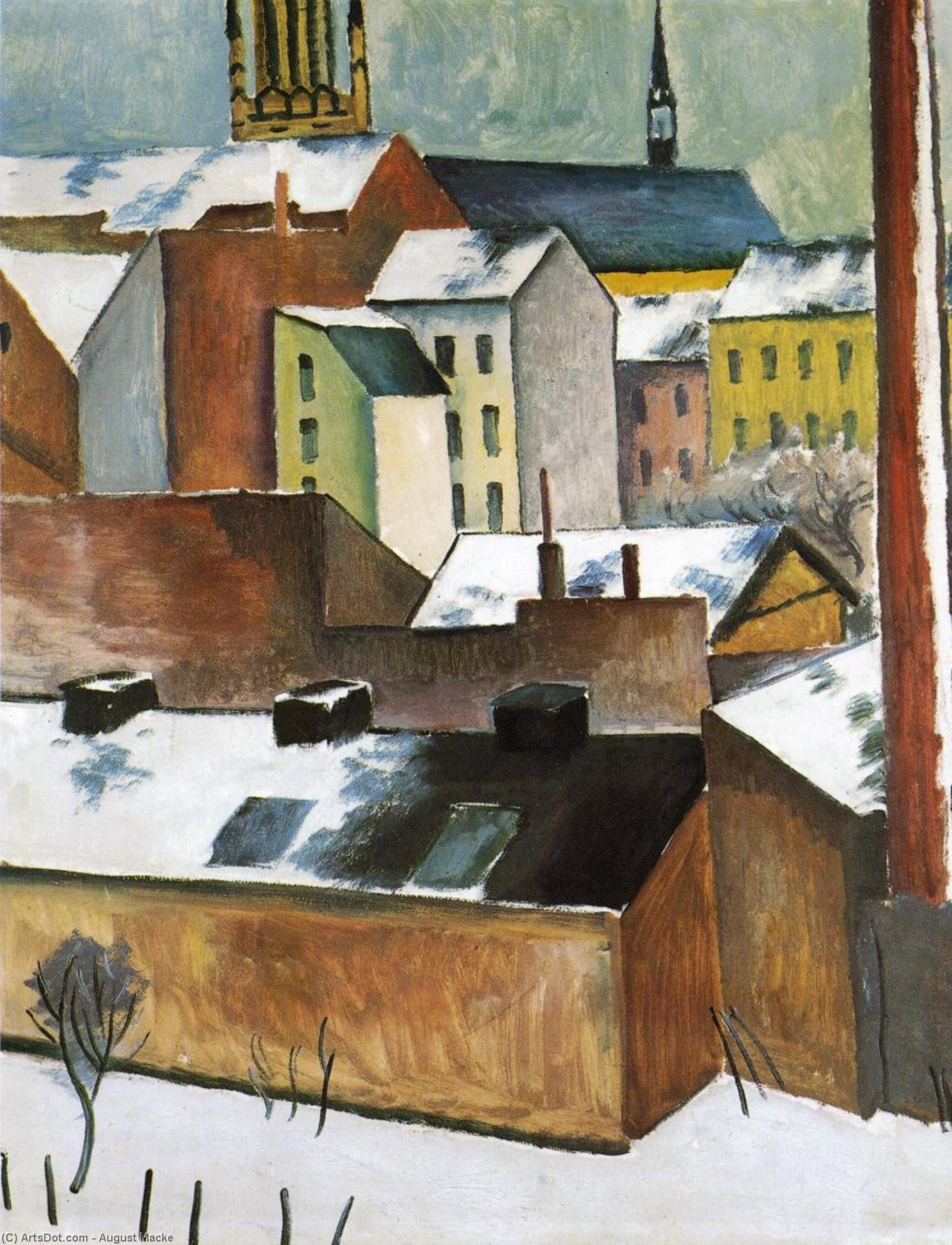 The Church Of St. Mary In Bonn In Snow — August Macke