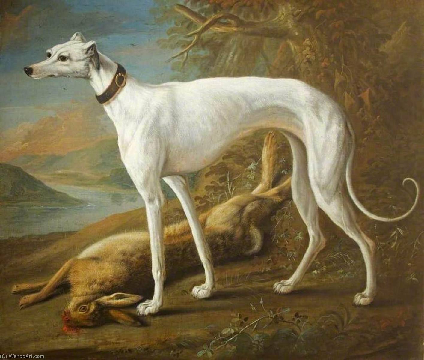 A White Greyhound Standing Over A Dead Hare — George William Sartorius