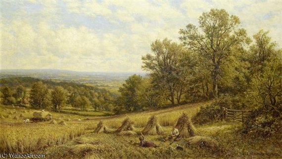 Harvest Scene Near Dorking, Surrey — Alfred I Glendening