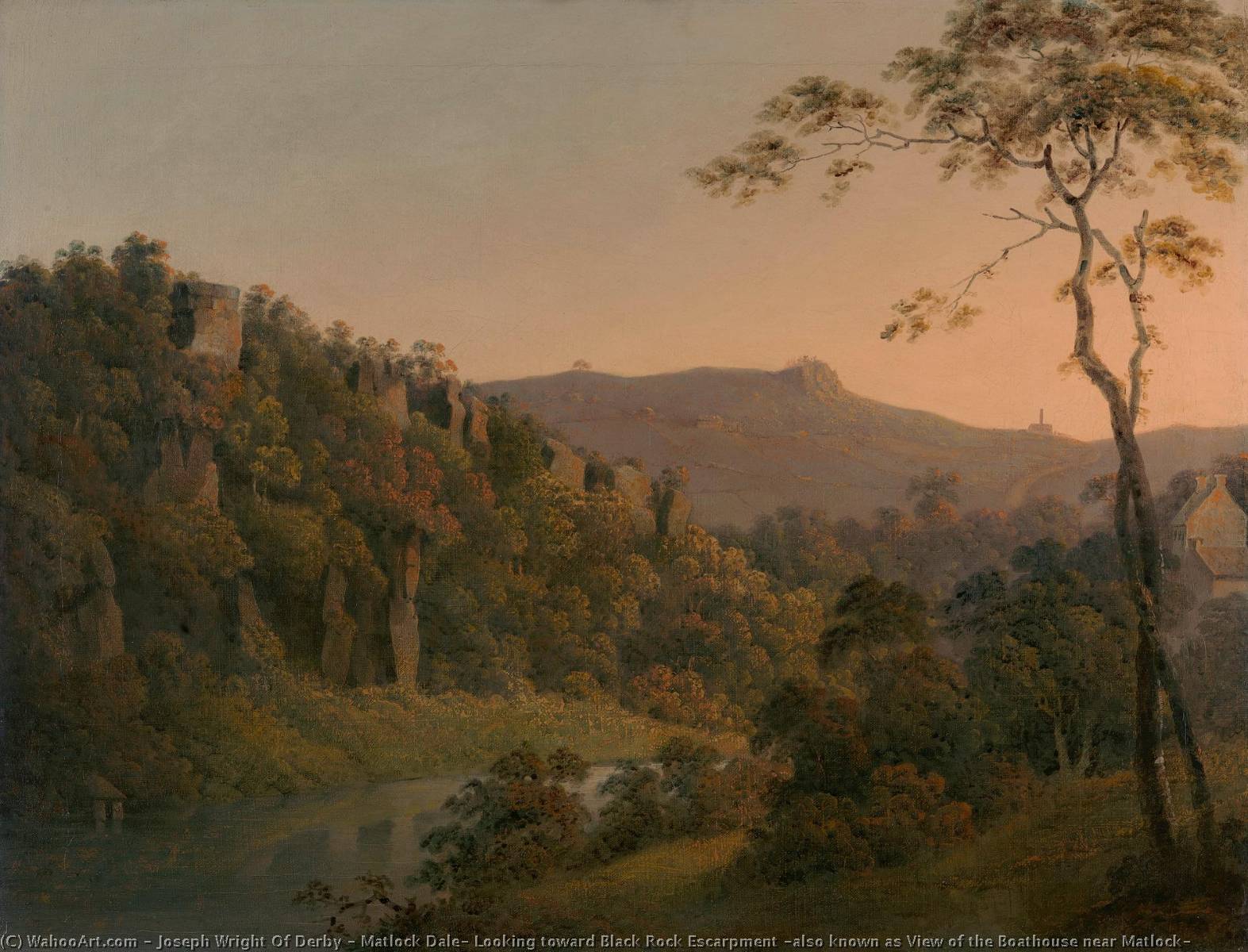 Matlock Dale, Looking Toward Black Rock Escarpment (also Known As View Of The Boathouse Near Matlock) — Joseph Wright Of Derby