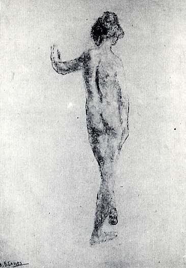 Standing Nude, Back View, (painting) — Arthur B. Davies