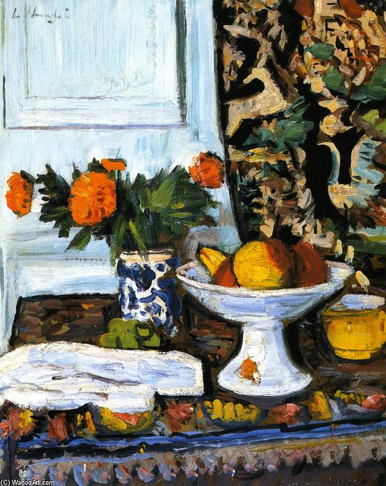 Still Life With Fruit And Marigolds In A Chinese Vase — George Leslie Hunter
