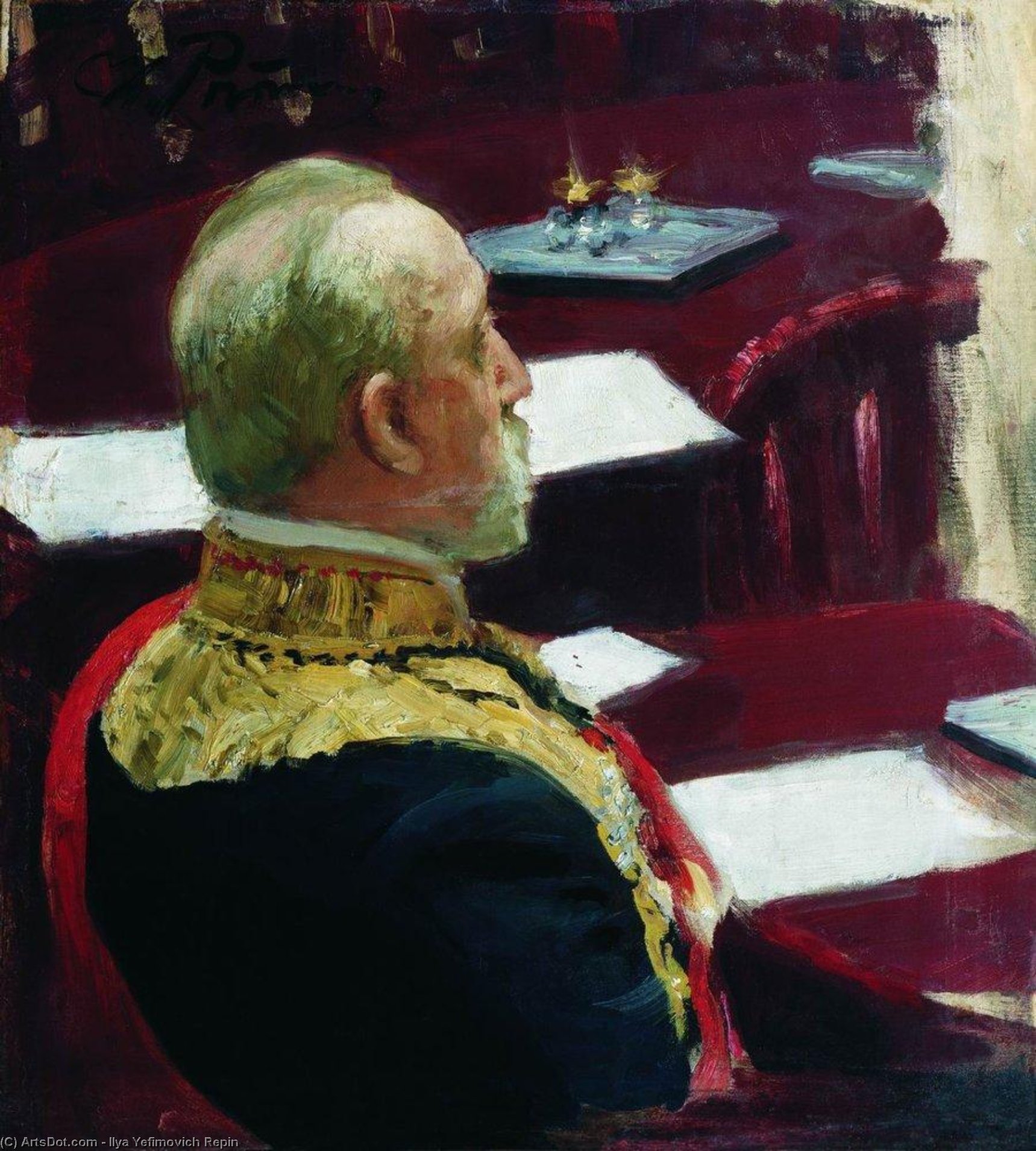 Portrait Of Secretary Of State, General And Member Of State Council Mikhail Nikolayevich Galkin-vraskoi. Study — イリヤ・エフモヴィチ・レピン