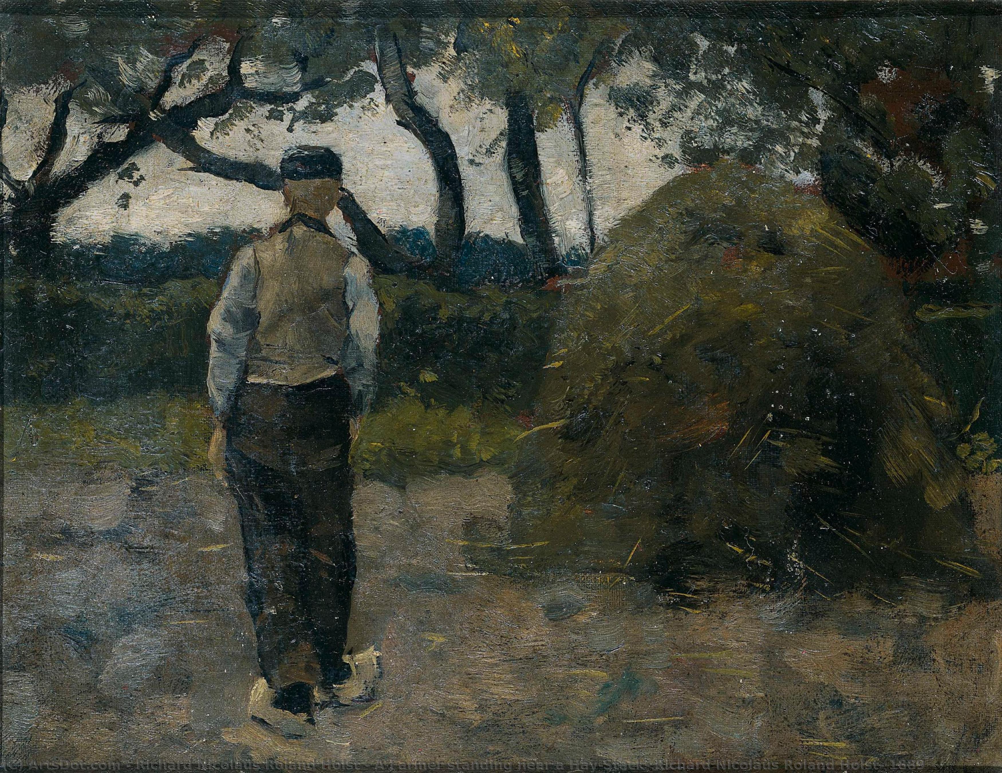 A Farmer Standing Near A Hay-stack, Richard Nicolaüs Roland Holst, 1889 — Richard Nicolaüs Roland Holst