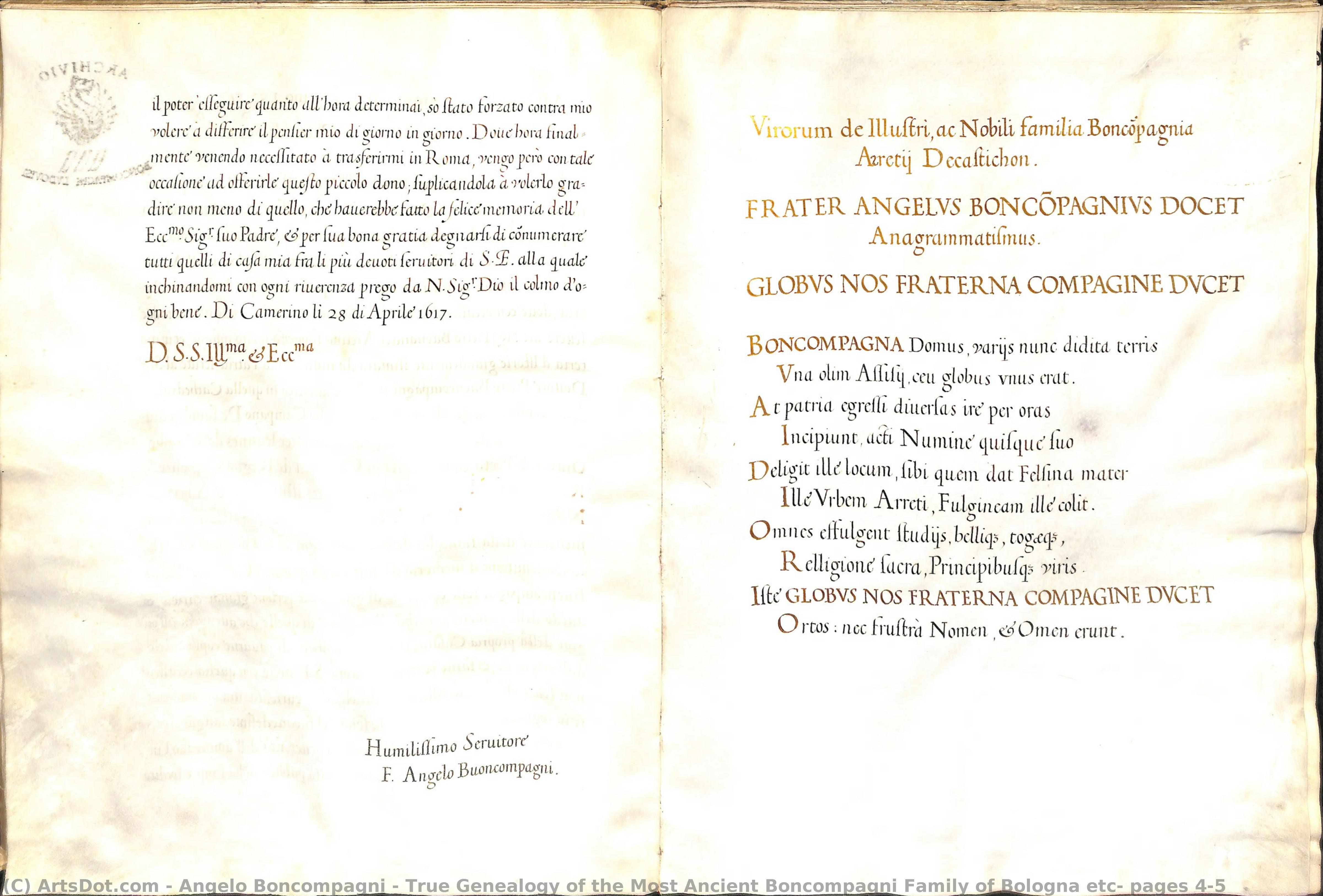 True Genealogy Of The Most Ancient Boncompagni Family Of Bologna Etc: Pages 4-5 — Angelo Boncompagni
