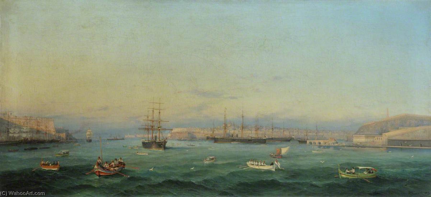 The Mediterranean Fleet At Malta June 1876 Hms 'helicon', 'swiftsure', 'pallas', 'hercules' And 'invincible' In Harbour — Giancinto Gianni