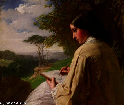 Young Lady Sketching In A Landscape — Henry Le Jeune