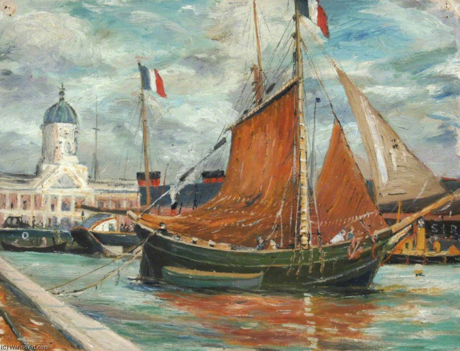 French Fishing Ketch Off Town Quay — Arthur Cozens
