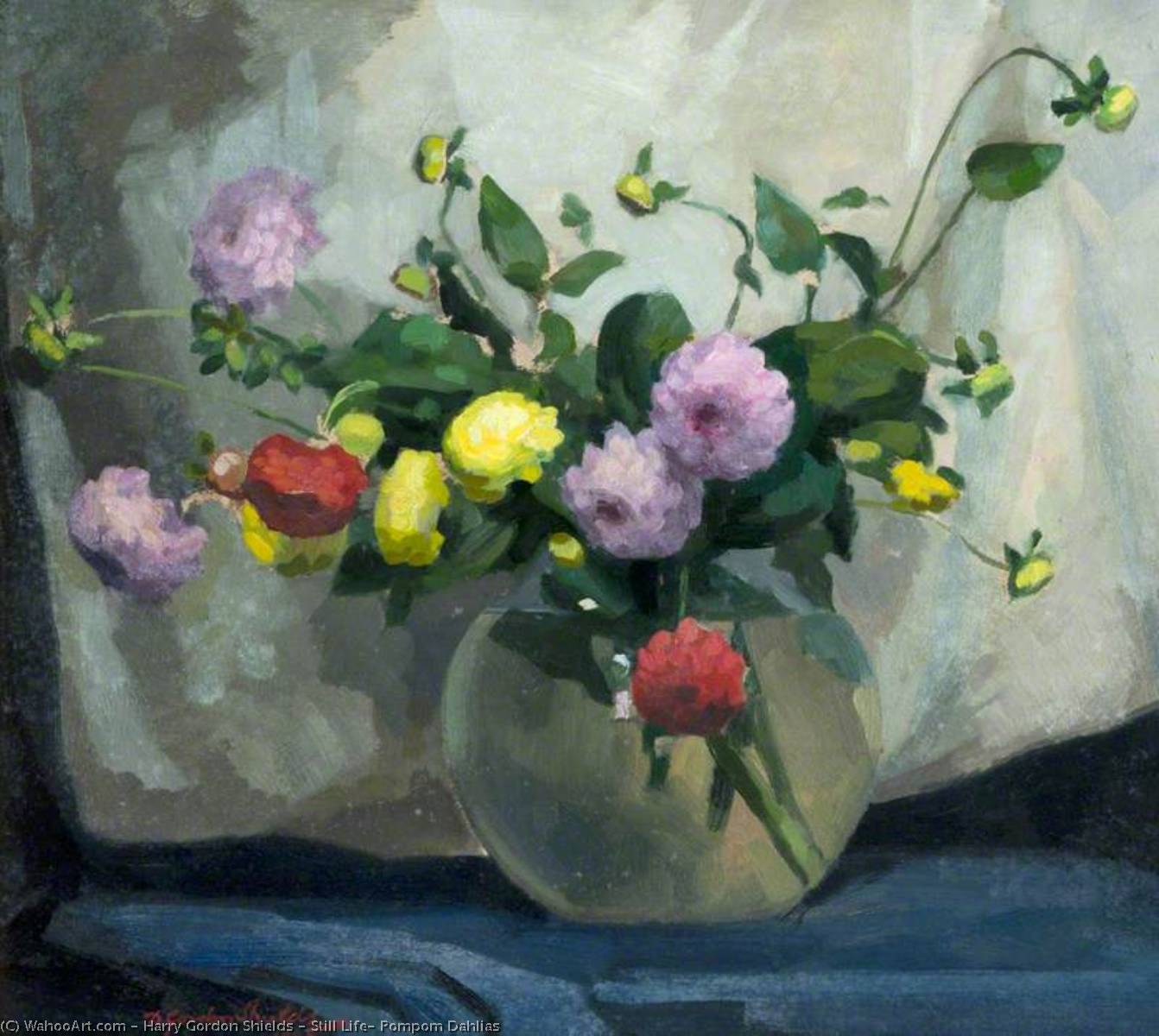 Still Life, Pompom Dahlias — Harry Gordon Shields