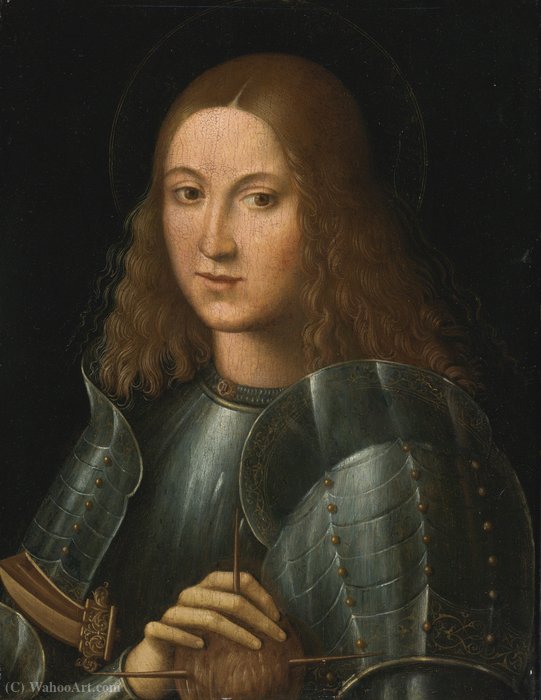 A Saint In Armor, Head And Shoulders — Giovanni Francesco Caroto
