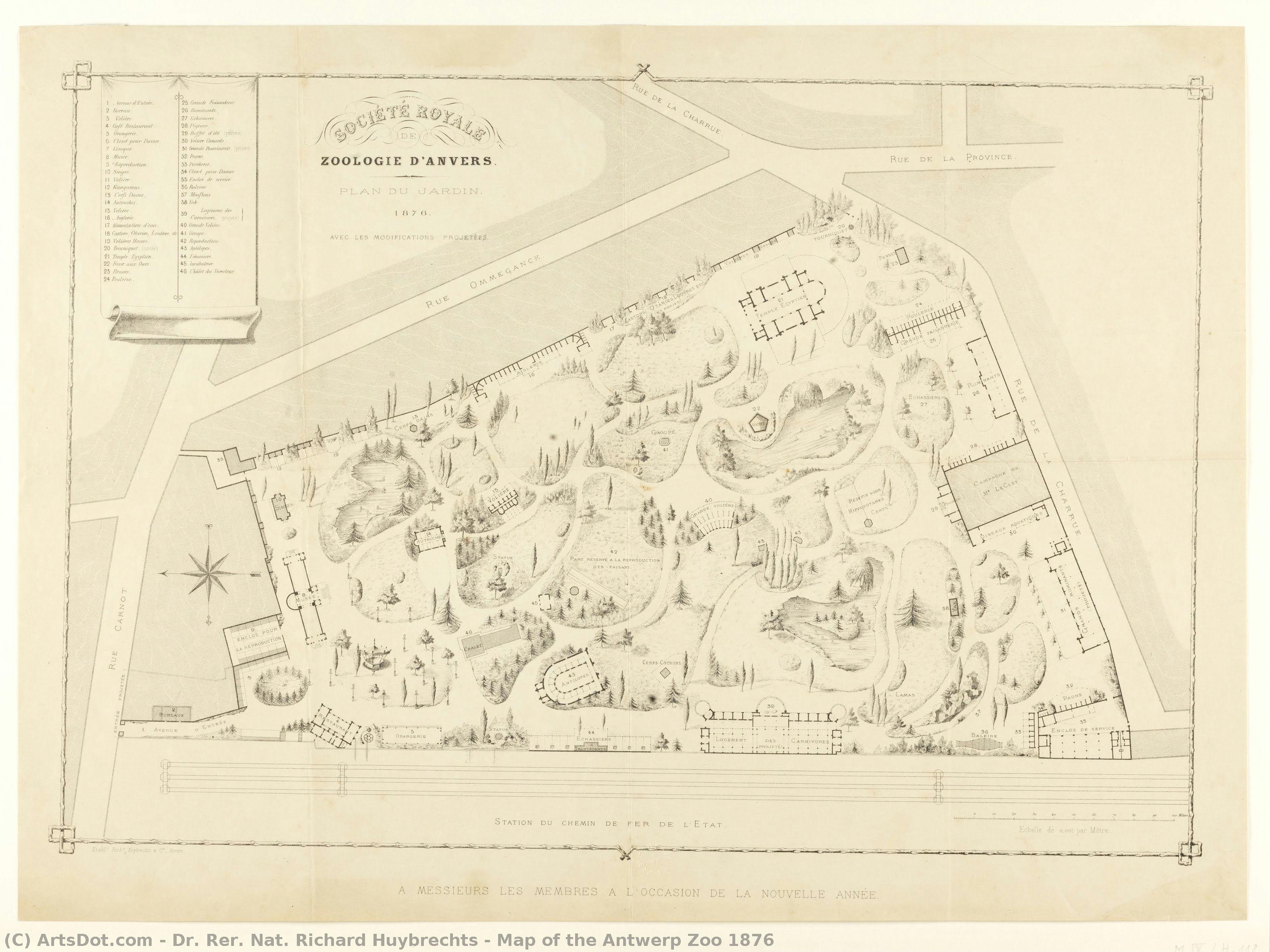 Map Of The Antwerp Zoo 1876 — Dr. Rer. Nat. Richard Huybrechts