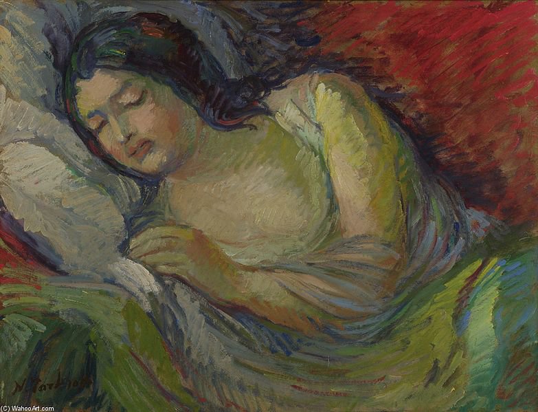Young Brunette Woman Sleeping — Nikolai Aleksandrovich Tarkhov