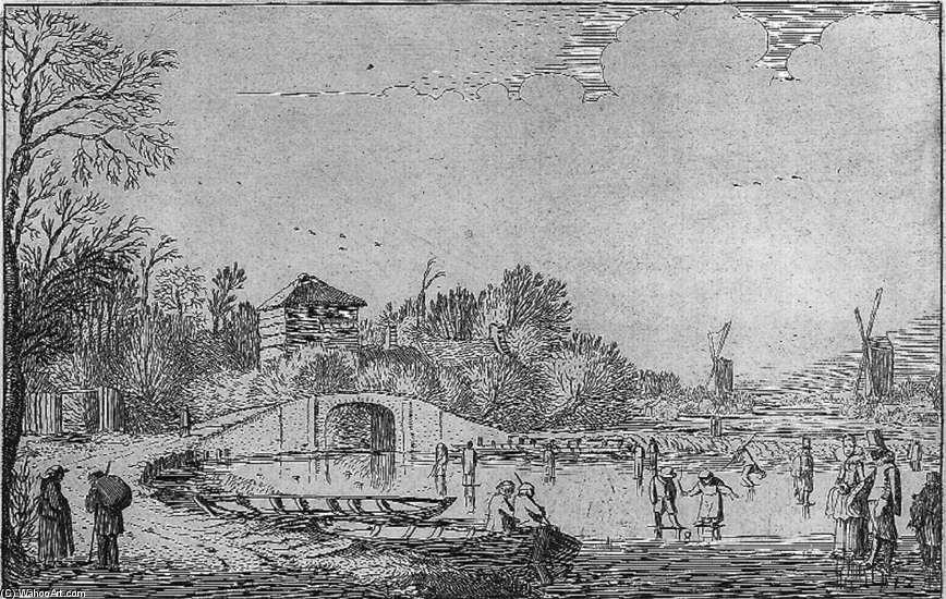 Skaters On A River — Jan Van De Velde The Elder