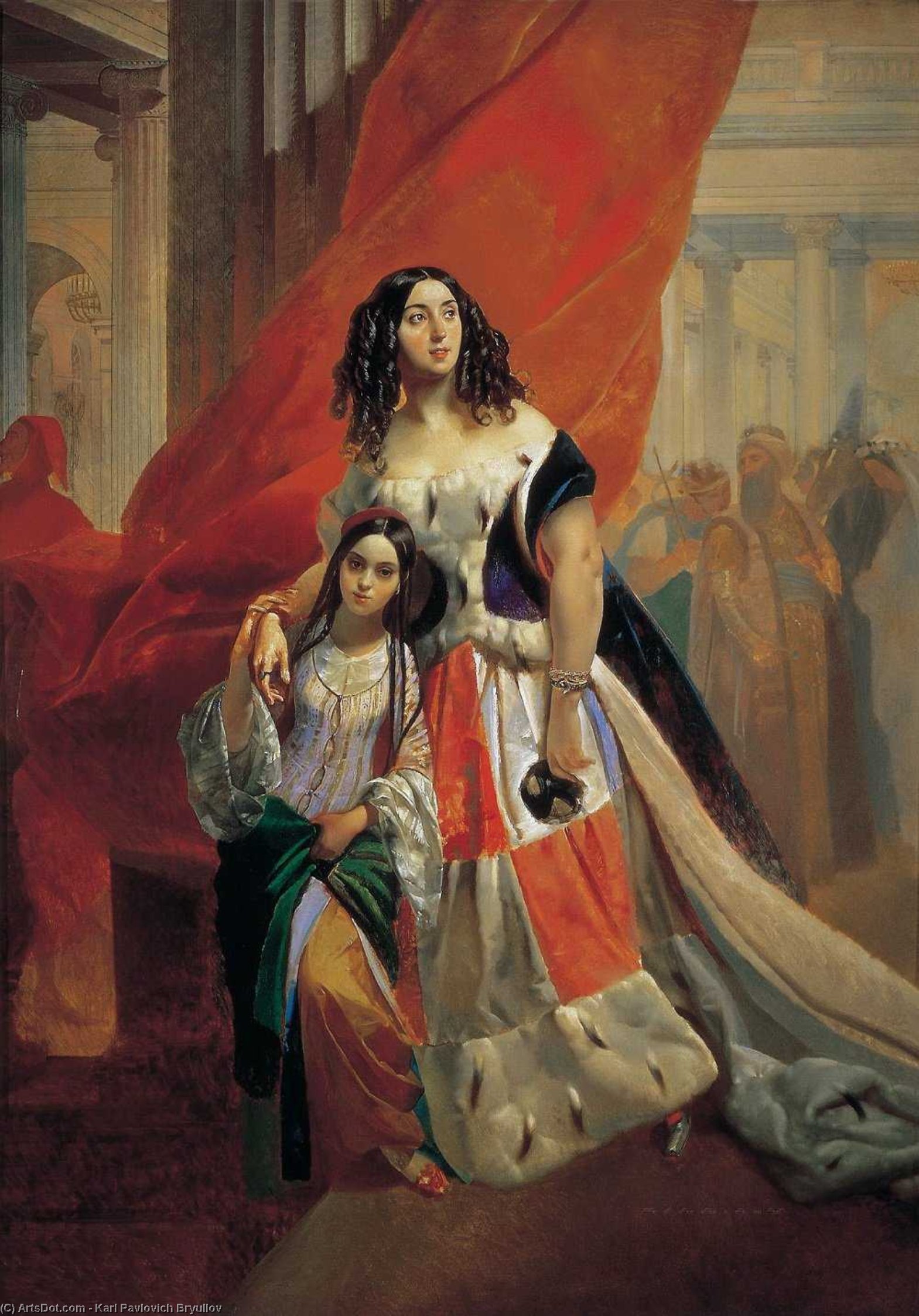 Princess Yuliya Pavlovna Samoilova Leaving A Ball With Adopted Daughter Amacilia Pacini — Karl Pavlovich Bryullov